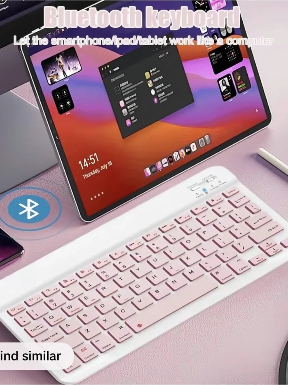 Bluetooth Wireless Keyboard-pink
